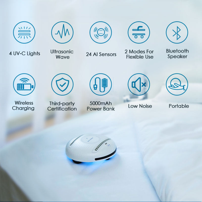 ROCKUBOT Smart Bed Cleaning Robot UVC Sterilizing Music Playing